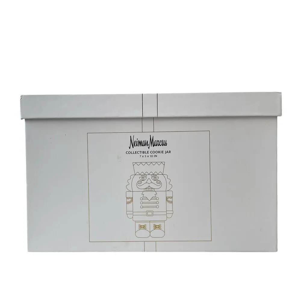 NEIMAN MARCUS Pink Nutcracker Cookie Jar In Holiday Gift Box NEW